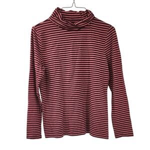 TALBOTS Mock Neck Long Sleeve Striped Top Womens Petite Size Medium M P